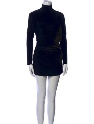 Pre-owned Norma Kamali Turtleneck Mini Dress In Black/blue