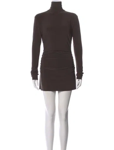 Pre-owned Norma Kamali Turtleneck Mini Dress In Brown