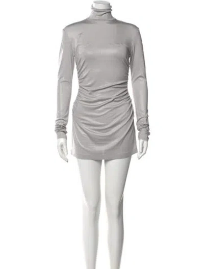Pre-owned Norma Kamali Turtleneck Mini Dress In Gray