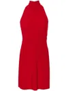 Norma Kamali Halter Turtle Side Slit Mini Dress In Tiger Red In Red