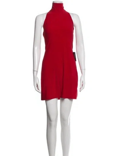 Pre-owned Norma Kamali Turtleneck Mini Dress W/ Tags In Red