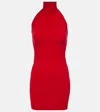 Norma Kamali Halter Turtle Side Slit Mini Dress In Tiger Red In Red