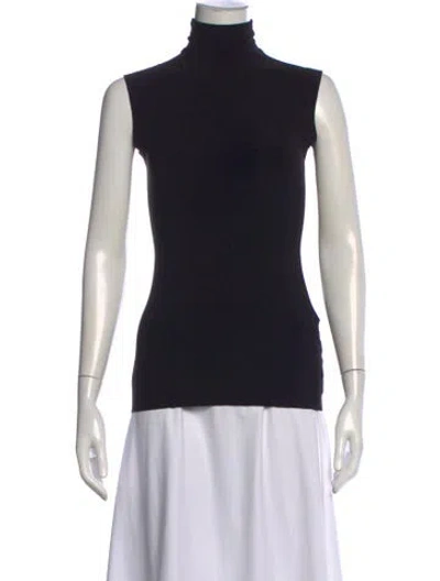 Pre-owned Norma Kamali Turtleneck Sleeveless Top In Black
