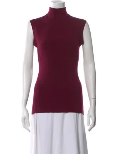 Pre-owned Norma Kamali Turtleneck Sleeveless Top In Burgundy