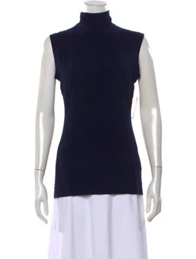 Pre-owned Norma Kamali Turtleneck Sleeveless Top W/ Tags In Blue
