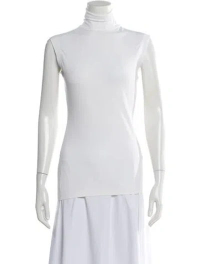 Pre-owned Norma Kamali Turtleneck Sleeveless Tunic W/ Tags In White
