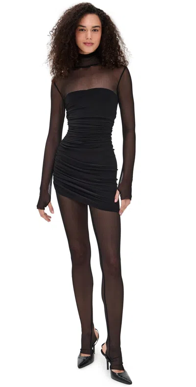 Norma Kamali Turtleneck Strapless Diana Mini Dress Black