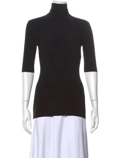 Pre-owned Norma Kamali Turtleneck Three-quarter Sleeve Top In Black