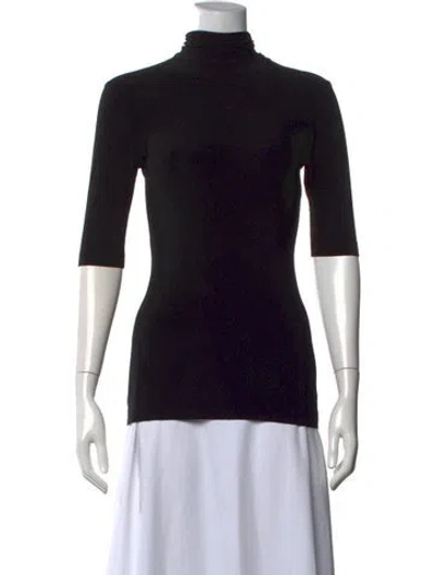 Pre-owned Norma Kamali Turtleneck Three-quarter Sleeve Top In Black
