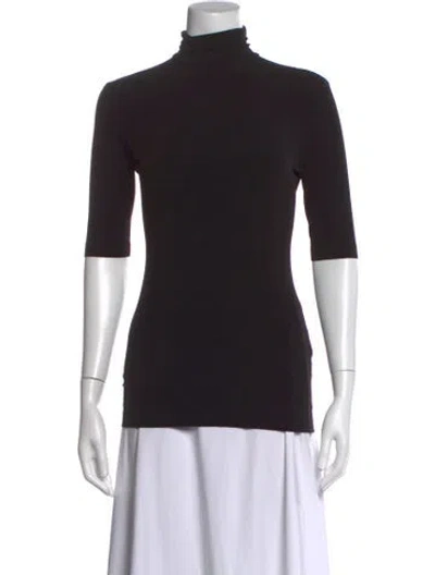 Pre-owned Norma Kamali Turtleneck Three-quarter Sleeve Top In Black
