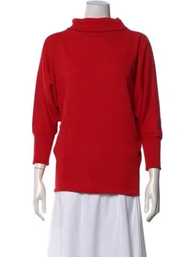 Pre-owned Norma Kamali Turtleneck Three-quarter Sleeve Top In Red