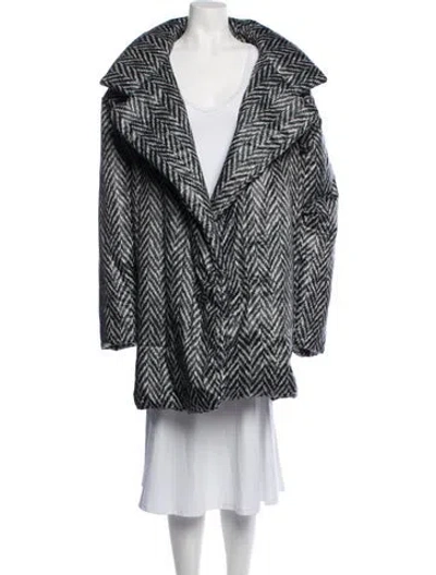 Pre-owned Norma Kamali Tweed Pattern Coat W/ Tags In Black