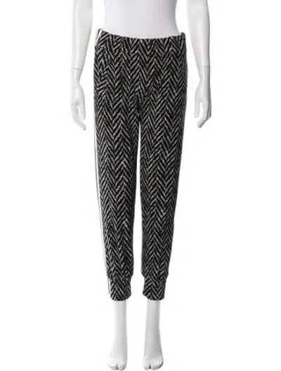 Pre-owned Norma Kamali Tweed Pattern Straight Leg Pants In Black
