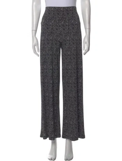 Pre-owned Norma Kamali Tweed Pattern Wide Leg Pants In Black