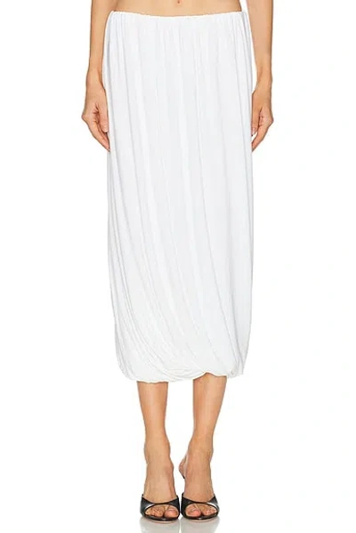 Norma Kamali Pleated Jersey Midi Skirt In White