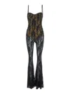Shop Norma Kamali Black Jumpsuite With Bodice And Semi Sheer Design In Tech Fabric Stretch Woman