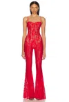 Norma Kamali Underwire Fishtail Jumpsuit With Bodysuit In Red