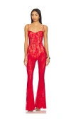 Norma Kamali Underwire Fishtail Jumpsuit With Bodysuit In Red