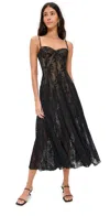 Norma Kamali Underwire Midcalf Dress With Bodysuit Black Stretch Lace/nude In Black Stretch Lace/nude
