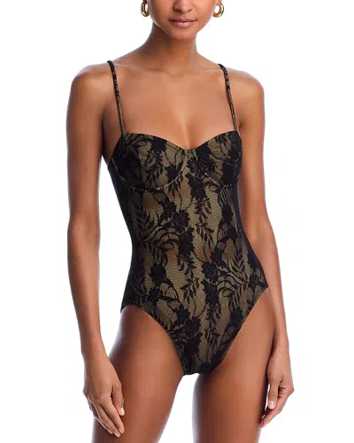 Norma Kamali Underwire Mio One Piece Swimsuit In Black Stretch Lace
