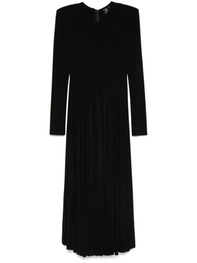 Norma Kamali V-neck Flared Midi Dress In Black