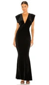 Norma Kamali V Neck Rectangle Gown In Black