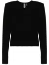 Norma Kamali V-necked Top With Fitted Silhouette And Shoulder Pads