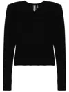 Norma Kamali V-necked Top With Fitted Silhouette And Shoulder Pads In Black