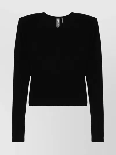 Norma Kamali V-necked Top With Fitted Silhouette And Shoulder Pads In Black