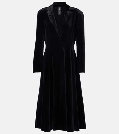 Norma Kamali Velvet Blazer Dress In Black