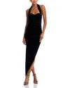 Norma Kamali Cayla Halter Sweetheart Asymmetrical Side Drape Midi Dress In Black