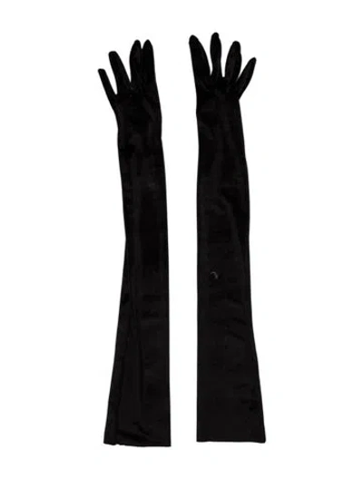 Pre-owned Norma Kamali Velvet Long Gloves  W/tags In Black
