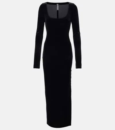 Norma Kamali Velvet Maxi Dress In Black