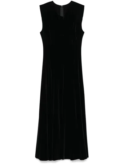 Norma Kamali Velvet Midi Dress In Black
