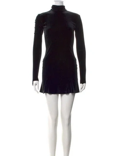 Pre-owned Norma Kamali Velvet Mini Dress In Black