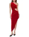 Norma Kamali One-shoulder Cutout Velvet Maxi Dress In Red