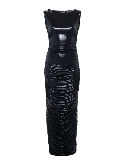 Norma Kamali Sleeveless Side Shirred Gown In Blue