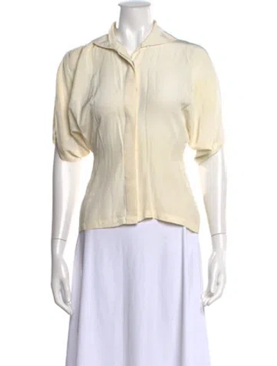 Pre-owned Norma Kamali Vintage 1980's Button-up Top In Neutral