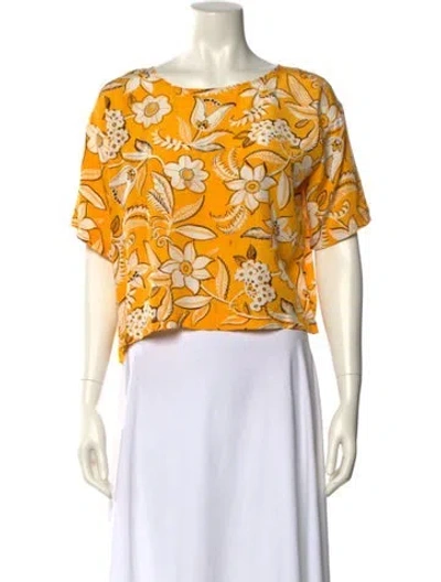 Pre-owned Norma Kamali Vintage 1980's Crop Top In Yellow