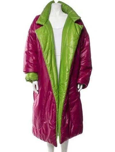 Pre-owned Norma Kamali Vintage 1980's Down Coat In Green/pink