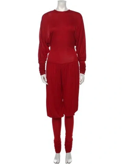 Pre-owned Norma Kamali Vintage 1980's Jumpsuit In Red