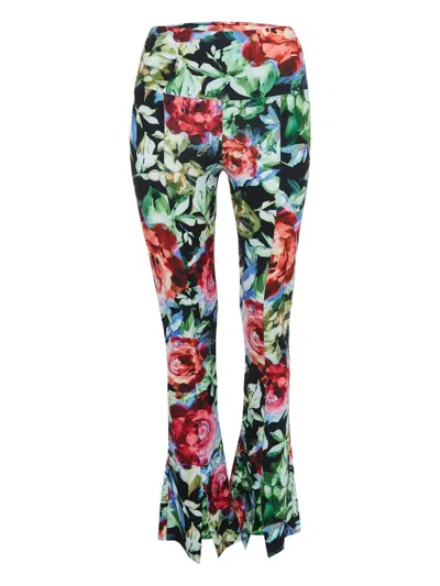 Pre-owned Norma Kamali Vintage Floral-print Trousers