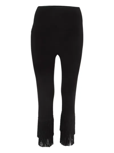 Pre-owned Norma Kamali Vintage Fringed Leggings In Black