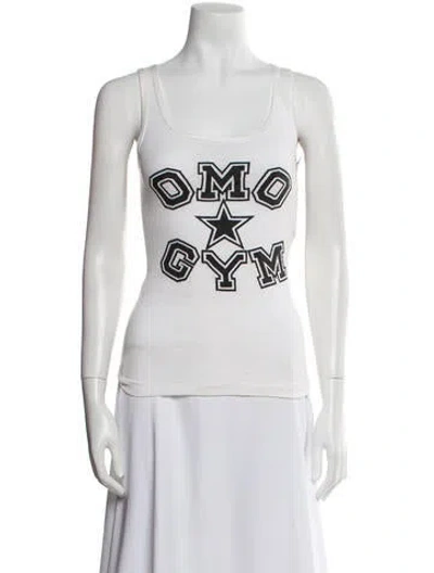 Pre-owned Norma Kamali Vintage Graphic Print Top In White
