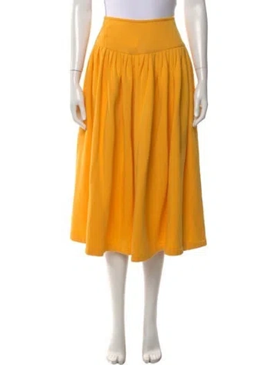 Pre-owned Norma Kamali Vintage Midi Length Skirt In Yellow