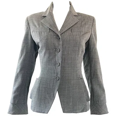 Pre-owned Norma Kamali Vintage  1980s Does 1940s Sz 4 Gray Cropped Fitted 80s Blazer Jacket