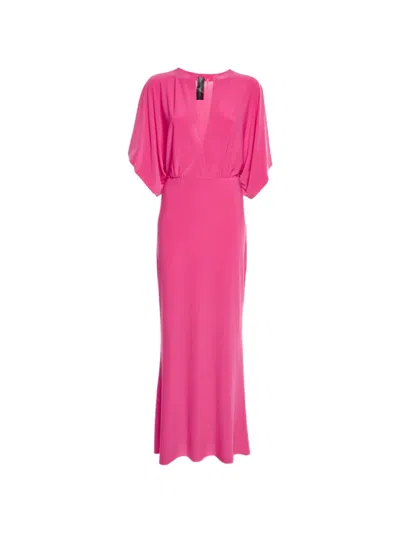 Pre-owned Norma Kamali Vintage Obie Jersey Maxi Dress In Pink