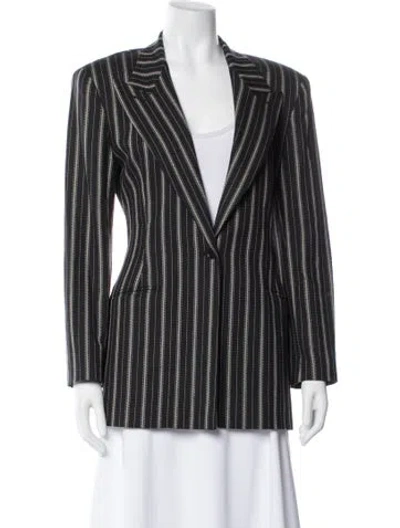 Pre-owned Norma Kamali Vintage Striped Blazer In Black