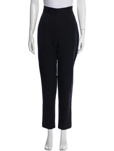 Pre-owned Norma Kamali Virgin Wool Straight Leg Pants In Black