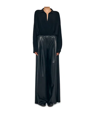Norma Kamali V-neck Bodysuit Top In Black